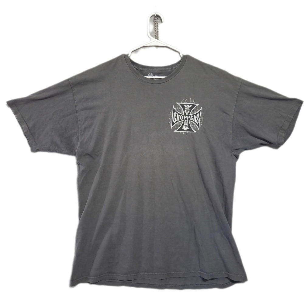West Coast Choppers Mens T-Shirt XL Gray Graphic Biker Jesse James Motorcycle